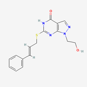 6-(cinnamylthio)-1-(2-hydroxyethyl)-1H-pyrazolo[3,4-d]pyrimidin-4(5H)-one