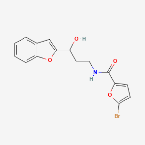 molecular formula C16H14BrNO4 B2571469 N-(3-(benzofuran-2-yl)-3-hydroxypropyl)-5-bromofuran-2-carboxamide CAS No. 1448033-69-9