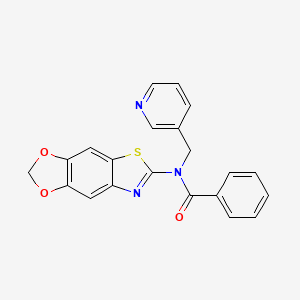 molecular formula C21H15N3O3S B2571487 N-([1,3]二氧杂[4',5':4,5]苯并[1,2-d]噻唑-6-基)-N-(吡啶-3-基甲基)苯甲酰胺 CAS No. 895017-85-3