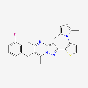 molecular formula C25H23FN4S B2571491 2-[3-(2,5-dimethyl-1H-pyrrol-1-yl)-2-thienyl]-6-(3-fluorobenzyl)-5,7-dimethylpyrazolo[1,5-a]pyrimidine CAS No. 439110-97-1