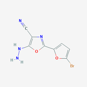 molecular formula C8H5BrN4O2 B2571497 2-(5-溴呋喃-2-基)-5-肼基-1,3-噁唑-4-腈 CAS No. 1353501-73-1