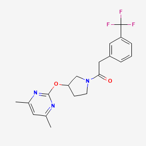 molecular formula C19H20F3N3O2 B2571501 1-(3-((4,6-Dimethylpyrimidin-2-yl)oxy)pyrrolidin-1-yl)-2-(3-(trifluoromethyl)phenyl)ethanone CAS No. 2034317-04-7