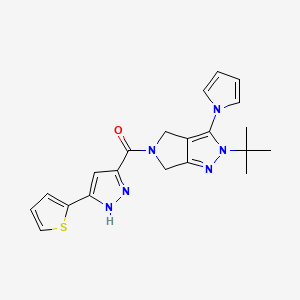 (2-(tert-butyl)-3-(1H-pyrrol-1-yl)pyrrolo[3,4-c]pyrazol-5(2H,4H,6H)-yl)(3-(thiophen-2-yl)-1H-pyrazol-5-yl)methanone