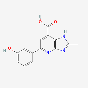 molecular formula C14H11N3O3 B2571508 5-(3-hydroxyphenyl)-2-methyl-3H-imidazo[4,5-b]pyridine-7-carboxylic acid CAS No. 1020978-68-0