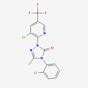 molecular formula C15H9Cl2F3N4O B2571509 4-(2-chlorophenyl)-2-[3-chloro-5-(trifluoromethyl)-2-pyridinyl]-5-methyl-2,4-dihydro-3H-1,2,4-triazol-3-one CAS No. 860789-87-3