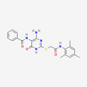 N-(4-amino-2-((2-(mesitylamino)-2-oxoethyl)thio)-6-oxo-1,6-dihydropyrimidin-5-yl)benzamide