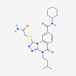1-((2-amino-2-oxoethyl)thio)-N-cyclohexyl-4-isopentyl-5-oxo-4,5-dihydro-[1,2,4]triazolo[4,3-a]quinazoline-8-carboxamide