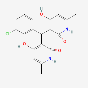 molecular formula C19H17ClN2O4 B2571529 3,3'-((3-chlorophenyl)methylene)bis(4-hydroxy-6-methylpyridin-2(1H)-one) CAS No. 132559-97-8