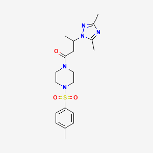 molecular formula C19H27N5O3S B2571542 3-(3,5-二甲基-1H-1,2,4-三唑-1-基)-1-(4-甲苯磺酰基哌嗪-1-基)丁烷-1-酮 CAS No. 896087-14-2