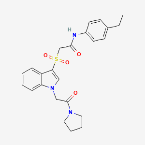 N-(4-ethylphenyl)-2-((1-(2-oxo-2-(pyrrolidin-1-yl)ethyl)-1H-indol-3-yl)sulfonyl)acetamide