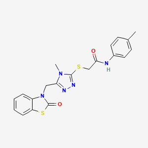 molecular formula C20H19N5O2S2 B2571564 2-((4-甲基-5-((2-氧代苯并[d]噻唑-3(2H)-基)甲基)-4H-1,2,4-三唑-3-基)硫代)-N-(对甲苯基)乙酰胺 CAS No. 847400-21-9