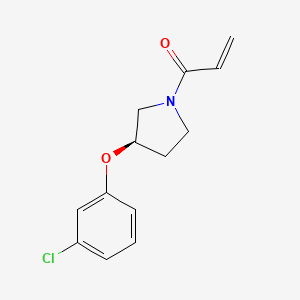 molecular formula C13H14ClNO2 B2571572 1-[(3R)-3-(3-Chlorophenoxy)pyrrolidin-1-yl]prop-2-en-1-one CAS No. 2195974-13-9
