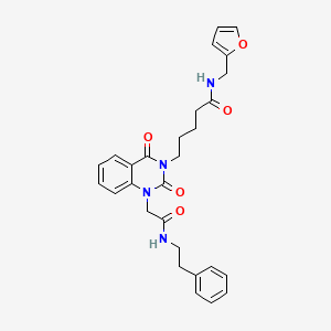 molecular formula C28H30N4O5 B2571580 5-(2,4-二氧代-1-(2-氧代-2-(苯乙胺基)乙基)-1,2-二氢喹唑啉-3(4H)-基)-N-(呋喃-2-基甲基)戊酰胺 CAS No. 1223771-30-9
