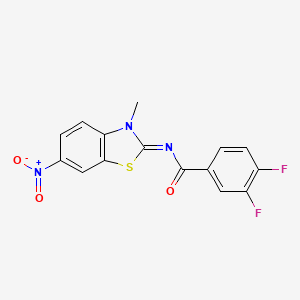 molecular formula C15H9F2N3O3S B2571583 (E)-3,4-二氟-N-(3-甲基-6-硝基苯并[d]噻唑-2(3H)-亚甲基)苯甲酰胺 CAS No. 313505-31-6