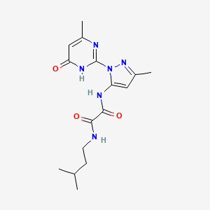 molecular formula C16H22N6O3 B2571587 N1-异戊基-N2-(3-甲基-1-(4-甲基-6-氧代-1,6-二氢嘧啶-2-基)-1H-吡唑-5-基)草酰胺 CAS No. 1013889-66-1