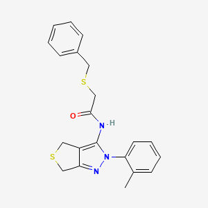 2-benzylsulfanyl-N-[2-(2-methylphenyl)-4,6-dihydrothieno[3,4-c]pyrazol-3-yl]acetamide