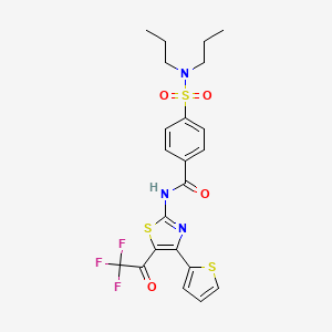 4-(dipropylsulfamoyl)-N-[4-thiophen-2-yl-5-(2,2,2-trifluoroacetyl)-1,3-thiazol-2-yl]benzamide