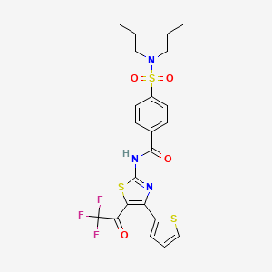 molecular formula C22H22F3N3O4S3 B2571593 4-(二丙基氨磺酰基)-N-[4-噻吩-2-基-5-(2,2,2-三氟乙酰)-1,3-噻唑-2-基]苯甲酰胺 CAS No. 324541-19-7