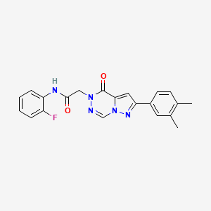 molecular formula C21H18FN5O2 B2571598 2-[2-(3,4-dimethylphenyl)-4-oxopyrazolo[1,5-d][1,2,4]triazin-5(4H)-yl]-N-(2-fluorophenyl)acetamide CAS No. 1021020-60-9