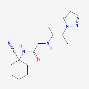 molecular formula C16H25N5O B2571624 N-(1-cyanocyclohexyl)-2-{[3-(1H-pyrazol-1-yl)butan-2-yl]amino}acetamide CAS No. 1333784-84-1