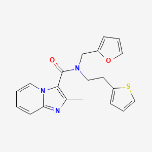 molecular formula C20H19N3O2S B2571633 N-(furan-2-ylmethyl)-2-methyl-N-(2-(thiophen-2-yl)ethyl)imidazo[1,2-a]pyridine-3-carboxamide CAS No. 1421444-55-4
