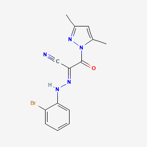 molecular formula C14H12BrN5O B2571648 (1E)-N-(2-bromoanilino)-2-(3,5-dimethylpyrazol-1-yl)-2-oxoethanimidoyl cyanide CAS No. 477710-17-1