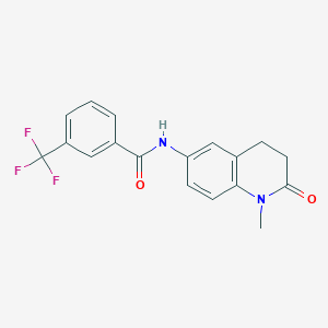molecular formula C18H15F3N2O2 B2571649 N~1~-(1-methyl-2-oxo-1,2,3,4-tetrahydro-6-quinolinyl)-3-(trifluoromethyl)benzamide CAS No. 922053-83-6