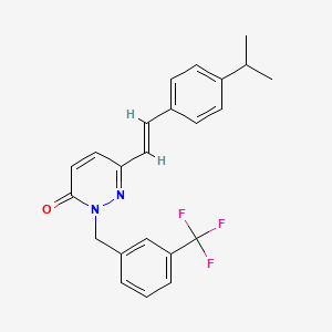 molecular formula C23H21F3N2O B2571654 6-(4-Isopropylstyryl)-2-(3-(trifluoromethyl)benzyl)-3(2H)-pyridazinone CAS No. 306979-80-6