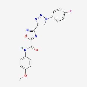 molecular formula C18H13FN6O3 B2571657 3-[1-(4-fluorophenyl)-1H-1,2,3-triazol-4-yl]-N-(4-methoxyphenyl)-1,2,4-oxadiazole-5-carboxamide CAS No. 1251573-51-9