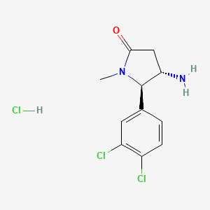 molecular formula C11H13Cl3N2O B2571660 (4S,5R)-4-Amino-5-(3,4-dichlorophenyl)-1-methylpyrrolidin-2-one;hydrochloride CAS No. 1807882-37-6