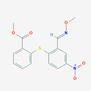 B2571661 Methyl 2-({2-[(methoxyimino)methyl]-4-nitrophenyl}sulfanyl)benzenecarboxylate CAS No. 383147-62-4