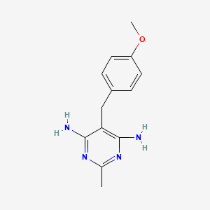 molecular formula C13H16N4O B2571669 6-氨基-5-(4-甲氧基苄基)-2-甲基-4-嘧啶胺 CAS No. 338965-06-3