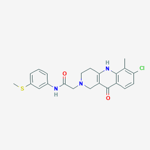 molecular formula C22H22ClN3O2S B2571670 2-(7-chloro-6-methyl-10-oxo-3,4-dihydrobenzo[b][1,6]naphthyridin-2(1H,5H,10H)-yl)-N-(3-(methylthio)phenyl)acetamide CAS No. 1251547-68-8