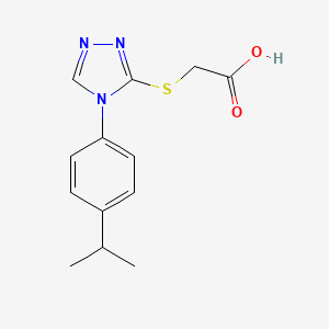 molecular formula C13H15N3O2S B2571672 2-({4-[4-(propan-2-yl)phenyl]-4H-1,2,4-triazol-3-yl}sulfanyl)acetic acid CAS No. 923804-50-6