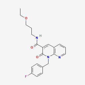 molecular formula C21H22FN3O3 B2571674 N-(3-ethoxypropyl)-1-(4-fluorobenzyl)-2-oxo-1,2-dihydro-1,8-naphthyridine-3-carboxamide CAS No. 946331-20-0