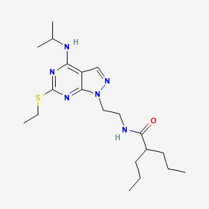 molecular formula C20H34N6OS B2571678 N-(2-(6-(ethylthio)-4-(isopropylamino)-1H-pyrazolo[3,4-d]pyrimidin-1-yl)ethyl)-2-propylpentanamide CAS No. 941986-03-4