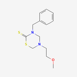 molecular formula C13H18N2OS2 B2571680 3-Benzyl-5-(2-methoxyethyl)-1,3,5-thiadiazinane-2-thione CAS No. 450352-38-2