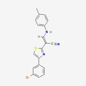 molecular formula C19H14BrN3S B2571681 (E)-2-(4-(3-bromophenyl)thiazol-2-yl)-3-(p-tolylamino)acrylonitrile CAS No. 450352-97-3