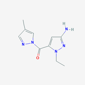 molecular formula C10H13N5O B2571697 1-ethyl-5-[(4-methyl-1H-pyrazol-1-yl)carbonyl]-1H-pyrazol-3-amine CAS No. 1856063-10-9