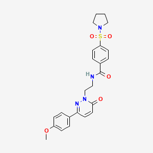 molecular formula C24H26N4O5S B2571705 N-(2-(3-(4-methoxyphenyl)-6-oxopyridazin-1(6H)-yl)ethyl)-4-(pyrrolidin-1-ylsulfonyl)benzamide CAS No. 921803-73-8