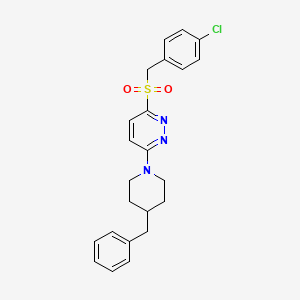 molecular formula C23H24ClN3O2S B2571710 3-(4-Benzylpiperidin-1-yl)-6-((4-chlorobenzyl)sulfonyl)pyridazine CAS No. 1357888-68-6