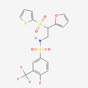 molecular formula C17H13F4NO5S3 B2571732 4-fluoro-N-[2-(2-furyl)-2-(2-thienylsulfonyl)ethyl]-3-(trifluoromethyl)benzenesulfonamide CAS No. 896330-16-8