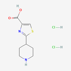 molecular formula C9H14Cl2N2O2S B2571738 2-(Piperidin-4-yl)-1,3-thiazole-4-carboxylic acid dihydrochloride CAS No. 2060043-29-8