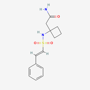 molecular formula C14H18N2O3S B2571750 2-[1-[[(E)-2-Phenylethenyl]sulfonylamino]cyclobutyl]acetamide CAS No. 1445756-44-4