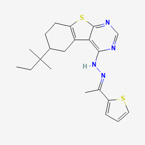 (1E)-1-(2-Thienyl)ethanone (6-tert-pentyl-5,6,7,8-tetrahydro[1]benzothieno[2,3-D]pyrimidin-4-YL)hydrazone