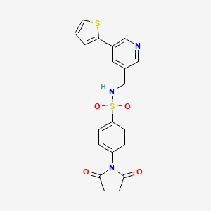 molecular formula C20H17N3O4S2 B2571785 4-(2,5-二氧代吡咯烷-1-基)-N-((5-(噻吩-2-基)吡啶-3-基)甲基)苯磺酰胺 CAS No. 2034599-20-5