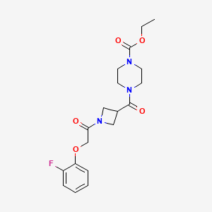 molecular formula C19H24FN3O5 B2571789 Ethyl 4-(1-(2-(2-fluorophenoxy)acetyl)azetidine-3-carbonyl)piperazine-1-carboxylate CAS No. 1351590-82-3