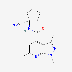 molecular formula C16H19N5O B2571791 N-(1-Cyanocyclopentyl)-1,3,6-trimethylpyrazolo[3,4-b]pyridine-4-carboxamide CAS No. 2129780-59-0