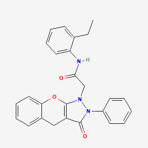 molecular formula C26H23N3O3 B2571795 N-(2-ethylphenyl)-2-(3-oxo-2-phenyl-2,3-dihydrochromeno[2,3-c]pyrazol-1(4H)-yl)acetamide CAS No. 1224009-17-9