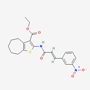 molecular formula C21H22N2O5S B2571813 (E)-ethyl 2-(3-(3-nitrophenyl)acrylamido)-5,6,7,8-tetrahydro-4H-cyclohepta[b]thiophene-3-carboxylate CAS No. 397290-66-3